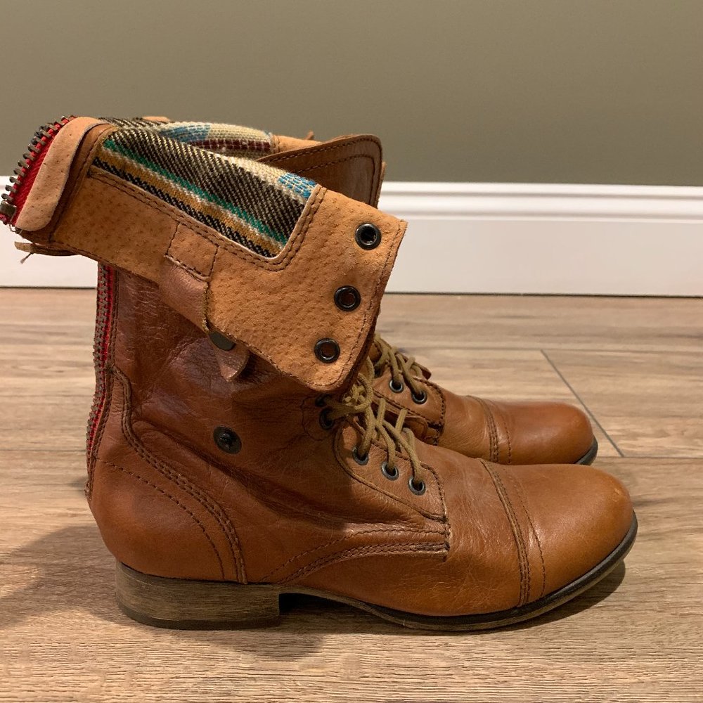 Steve Madden Brown Leather Combat Boots